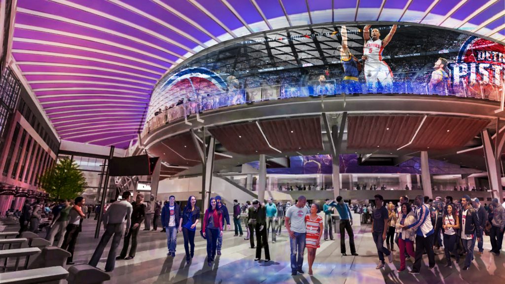 Renderings of the new Little Caesars Arena. Courtesy: Pistons / NBA