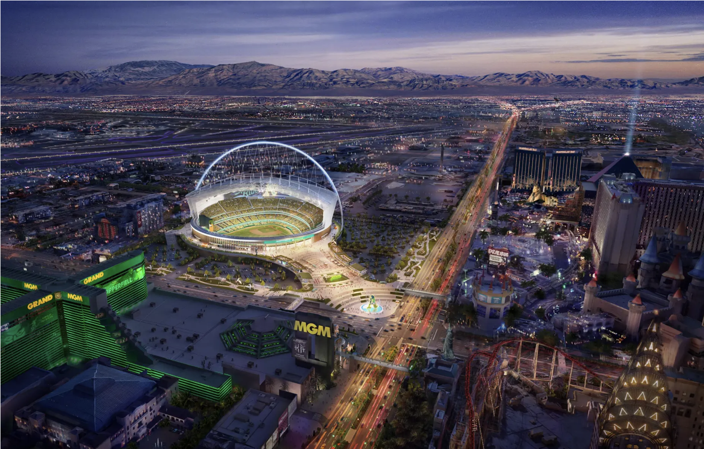 Oakland A's release first renderings of proposed new Las Vegas ballpark ...