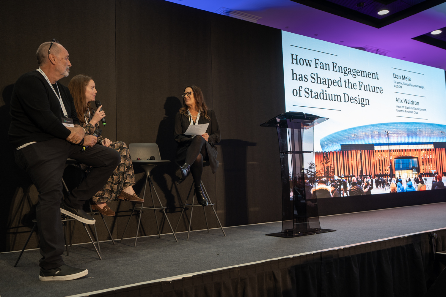 How Fan Engagement has Shaped the Future of Stadium Design. Speakers: Dan Meis, SVP & Director, Global Sports Design, AECOM; and Alix Waldron, Head of Stadium Development, Everton Football Club.